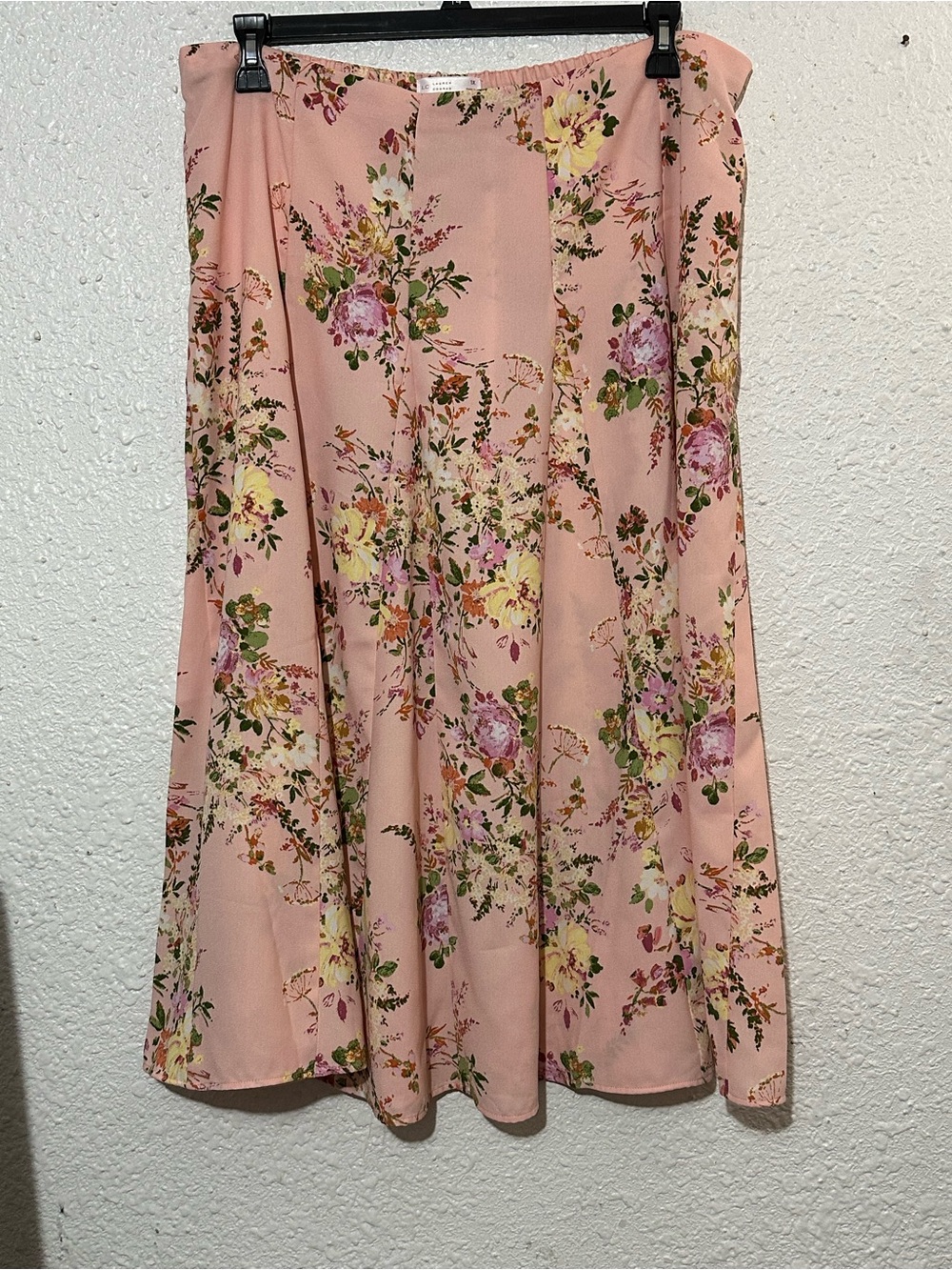 LC Lauren Conrad Pink Floral A-Line Skirt